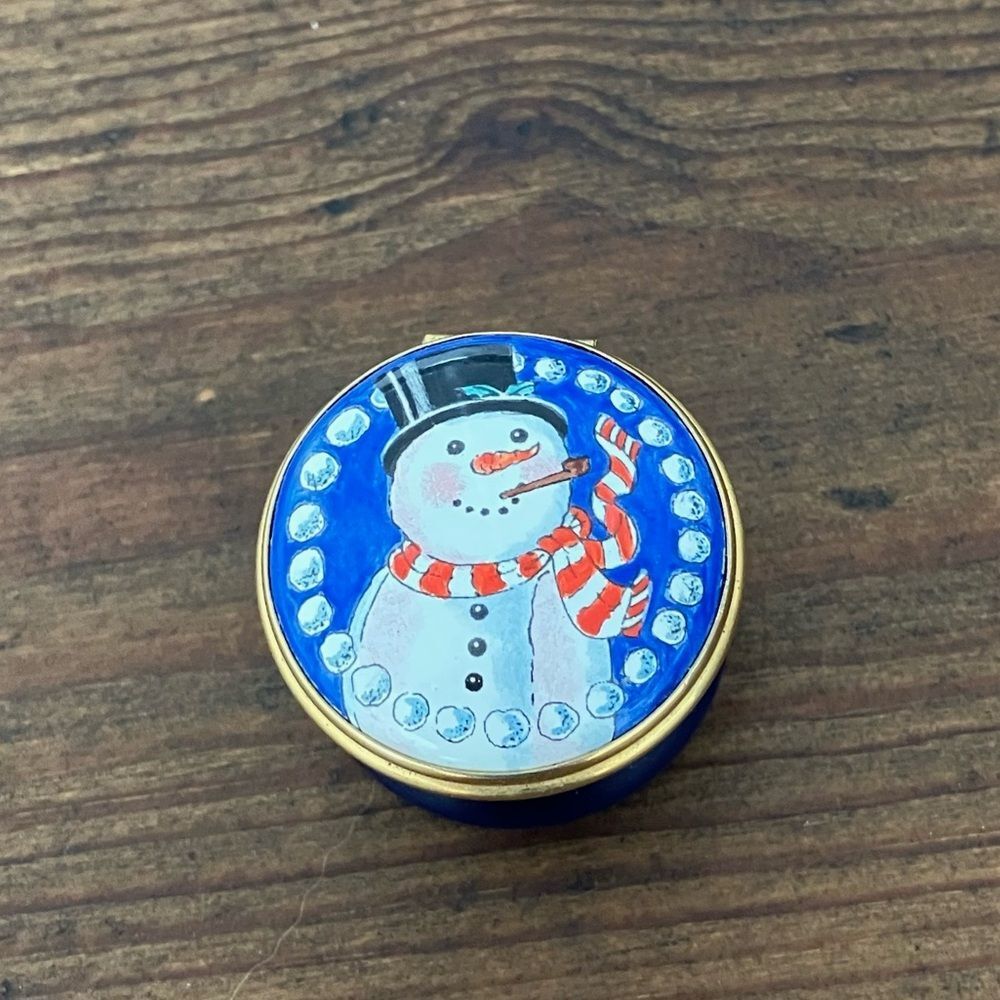 Blue Eximious Snowman Enamel Box